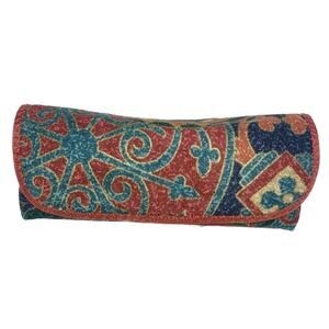 Eyeglass Case For Women Hard Case Sunglasses Fabric Covered Paisley Multicolored